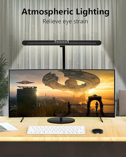 Micomlan Architect Desk Lamp with Atmosphere Lighting, Adjustable Led Desk Light for Home Office with Base, 24W Bright Auto Dimming Table Light with Rotatable Swing Arm for Workbench Computer - LeafyLoom