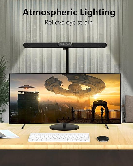Micomlan Architect Desk Lamp with Remote Control, Adjustable Led Desk Light for Home Office with Base, 24W Bright Auto Dimming Table Light Rotatable Office Lamp with Swing Arm for Computer Cafting - LeafyLoom