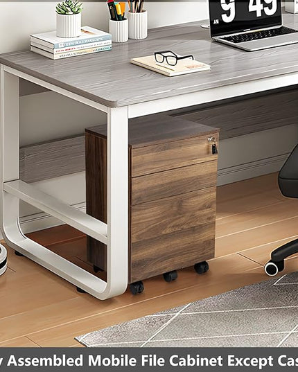 TOPSKY 3 Drawers Wood Mobile File Cabinet Fully Assembled Except Castors (Rustic Brown, 16.3x15.7x24.4) - LeafyLoom
