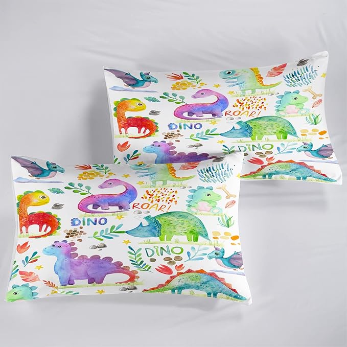 CVHOUSE Dinosaur Bedding Set,Dinosaur Comforter,Dinosaur Comforter Set Twin,Microfiber Quilt Set with 1 Comforter and 2 Pillow Cases- 3 Piece - LeafyLoom