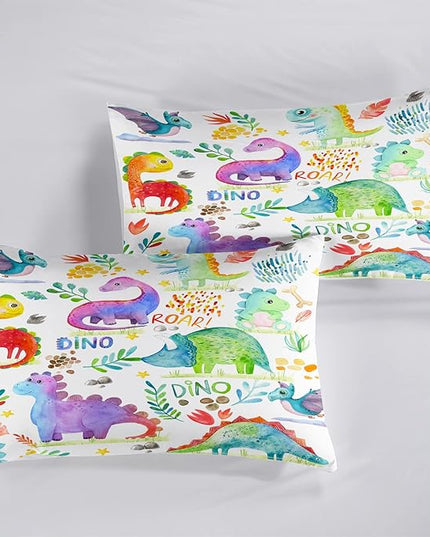 CVHOUSE Dinosaur Bedding Set,Dinosaur Comforter,Dinosaur Comforter Set King,Microfiber Quilt Set with 1 Comforter and 2 Pillow Cases- 3 Piece - LeafyLoom