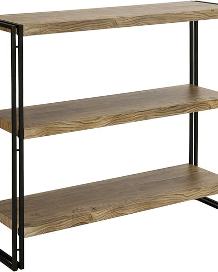 3 Tier Bookshelf Rustic Industrial Bookcase with Modern Open Wood Shelves, Sonoma Oak - LeafyLoom