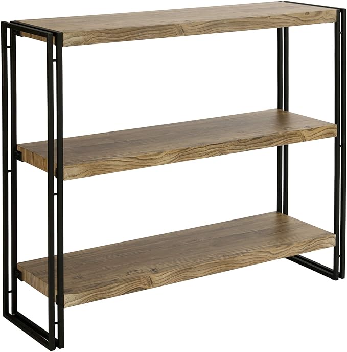 3 Tier Bookshelf Rustic Industrial Bookcase with Modern Open Wood Shelves, Sonoma Oak - LeafyLoom