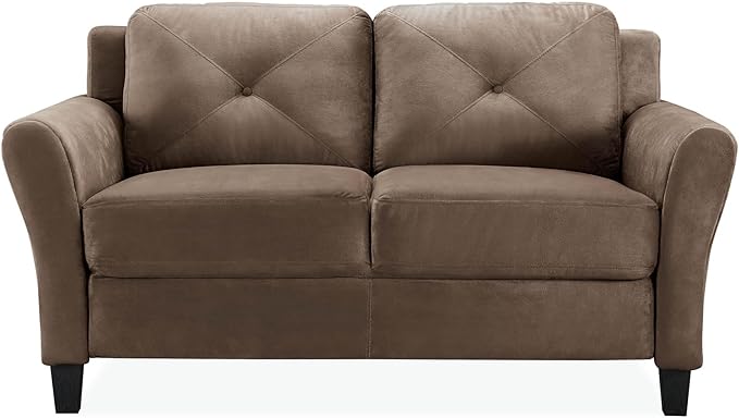 Lifestyle Solutions Harrington Loveseat Microfiber Brown - LeafyLoom