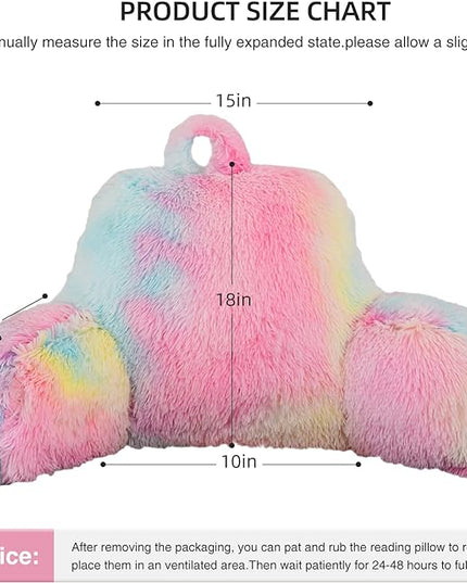 Aimuan Reading Pillow Bed Rest Pillow with Arms Rabbit Fur Cushion for Adults Teens Incline Rest Sitting up & Sleeping Snoring Pillow with Pregnancy Lumbar Back Support (Standard, Light-pink) - LeafyLoom