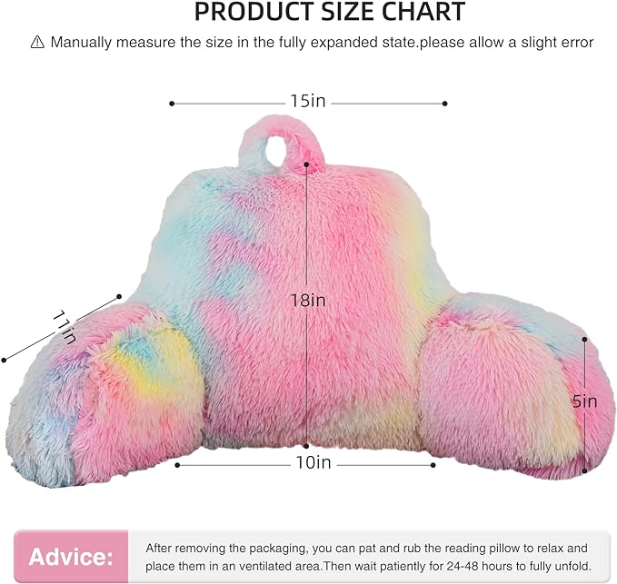 Aimuan Reading Pillow Bed Rest Pillow with Arms Rabbit Fur Cushion for Adults Teens Incline Rest Sitting up & Sleeping Snoring Pillow with Pregnancy Lumbar Back Support (Standard, Light-pink) - LeafyLoom