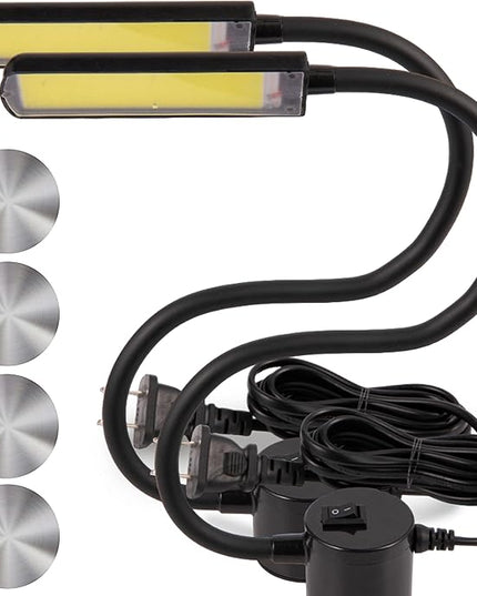 Sewing Machine Light, Magnetic, Flexible 60 LED Work Lights, Bandsaw Accessories, Scroll Saw with Extra Long Gooseneck (2 Pack) - 4 Mount anywhere discs included - LeafyLoom