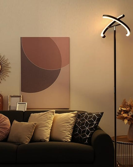 FIMEI Split Floor Lamp for Living Room, Modern Bright LED Standing Lamp, Eye-Protection Stepless Dimmable and 3000K-6000K, for Bedroom Office, Black - LeafyLoom