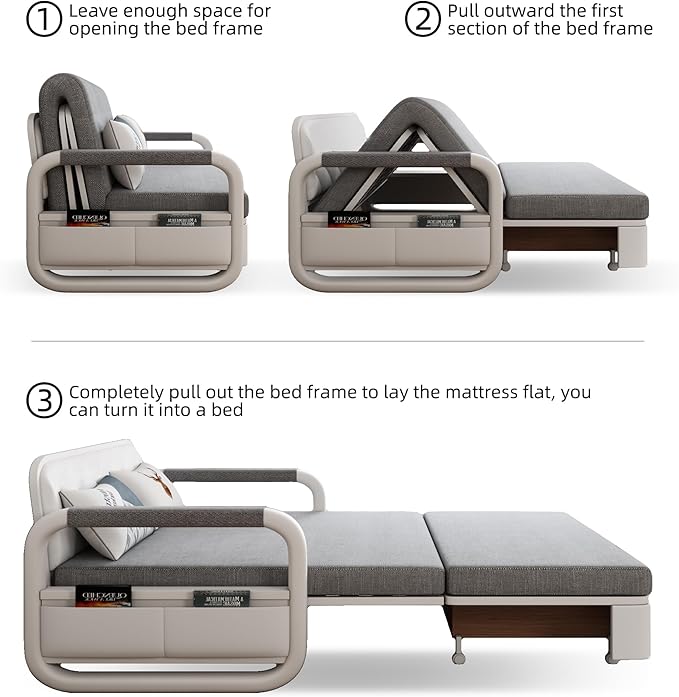 Convertible Sleeper Sofa Bed, Modern Pullout Couch Bed with Pull Out Bed, Adjustable Backrest, Loveseat Futon Sofa for Living Room Furniture (34.6" D x 50.3" W x 34.2" H)… - LeafyLoom