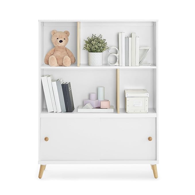 Delta Children Essex Bookcase - Greenguard Gold Certified, Bianca White/Natural - LeafyLoom