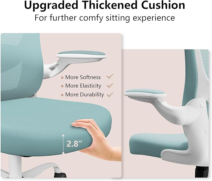 Ergonomic Office Chair, Comfort Swivel Home Office Task Chair, Breathable Mesh Desk Chair, Lumbar Support Computer Chair with Flip-up Arms and Adjustable Height - LeafyLoom