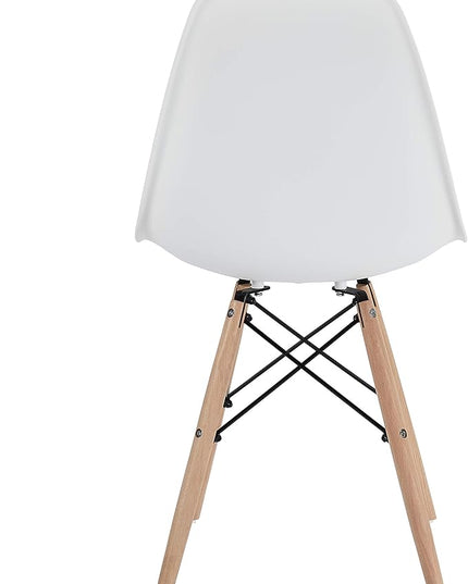 CangLong Modern White Dining Chairs with Shell Lounge Plastic Seat and Beech Wood Legsfor Dining room,living room,Set of 4 - LeafyLoom