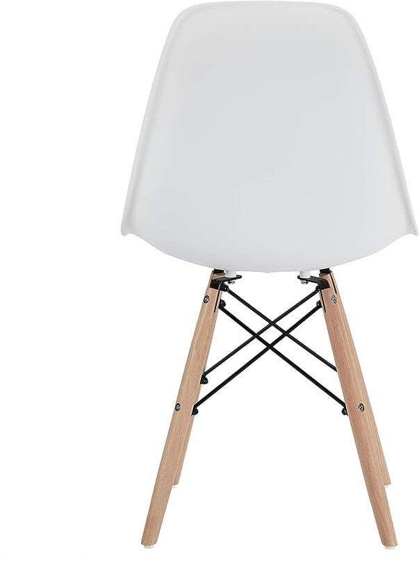 CangLong Modern White Dining Chairs with Shell Lounge Plastic Seat and Beech Wood Legsfor Dining room,living room,Set of 4 - LeafyLoom