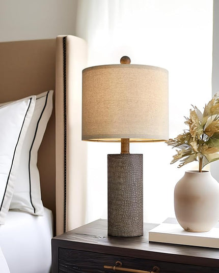 20.5" Farmhouse Lamp Single Resin Table Lamps for Living Room Bedroom Entryway Table Office Dorm Boho Nightstand Small Table Lamp Industrial End Side Table Lamps Gray - LeafyLoom