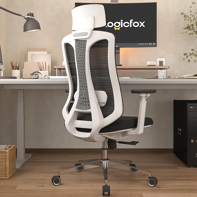 Ergonomic Mesh Office Chair, High Back Desk Chair with 3D Armrests, Adjustable Lumbar Cushion & Adjustable Headrest, Swivel Computer Task Chair with Tilt Function - LeafyLoom