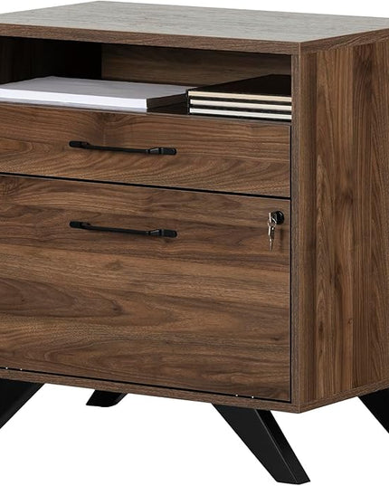 South Shore Helsy 2-Drawer File Cabinet, Lateral, Natural Walnut - LeafyLoom