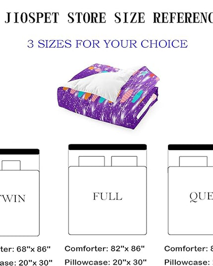 Unicorn Twin Comforter Set for Girls Twin Girls Bedding Set Cute Rainbow Unicorn Comforter Set for Kids Cartoon Girls Bedding Sets Twin Unicorn Print Bedding Sets, Purple, 1 Comforter+1 Pillowcase - LeafyLoom
