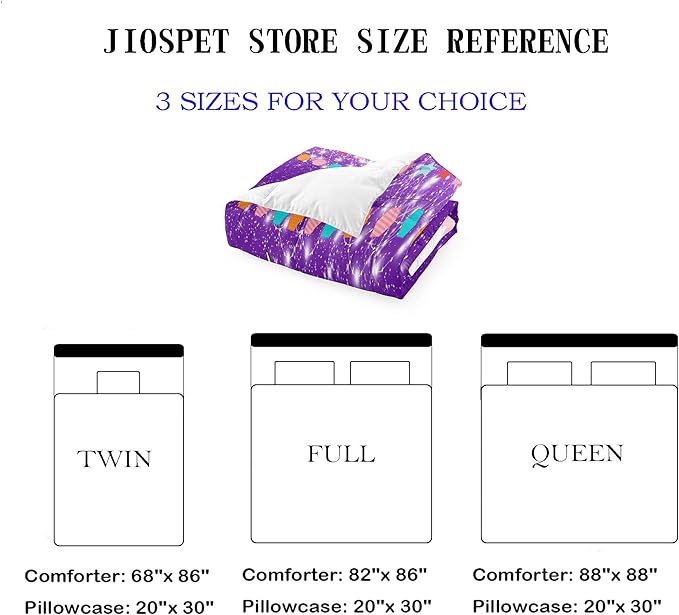Unicorn Twin Comforter Set for Girls Twin Girls Bedding Set Cute Rainbow Unicorn Comforter Set for Kids Cartoon Girls Bedding Sets Twin Unicorn Print Bedding Sets, Purple, 1 Comforter+1 Pillowcase - LeafyLoom