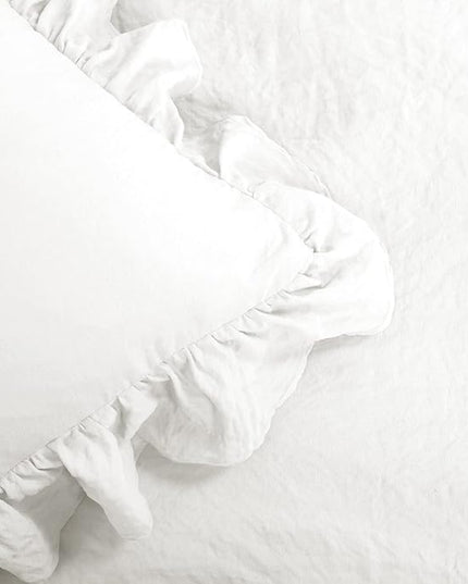 Lush Decor Reyna Ruffle Comforter Set - 3 Piece Cozy Ruffled Bedding Set - Timeless Elegance and Comfort for Bedroom - King, Pure White - LeafyLoom