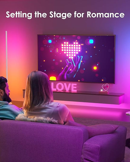 bedee LED Corner Floor Lamp: 65" RGB Color Changing Floor Lamp with Music Sync, Modern Standing Mood Light with Remote & App Control, Creative DIY Mode for Living Room, Bedroom - LeafyLoom