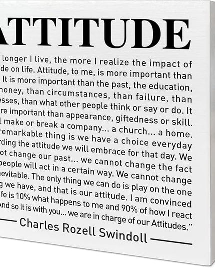 Home Office Desk Wooden Box Sign Decor, We Are in Charge of Our Attitudes, Inspirational Book Quotes Desk Decor Motivational Desk Decorations for Women Men Student Office Classroom School - LeafyLoom