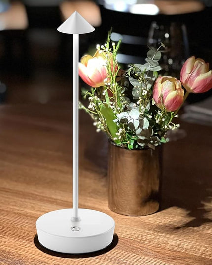 Cordless Table Lamps Rechargeable, 6000mAh Battery Operated LED Desk Lamp Outdoor Waterproof Portable Touch Dimmable Table Night Light for Patio Restaurant Dining Home White - LeafyLoom