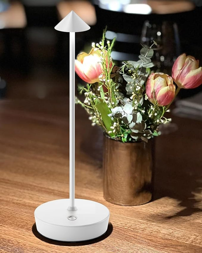 Cordless Table Lamps Rechargeable, 6000mAh Battery Operated LED Desk Lamp Outdoor Waterproof Portable Touch Dimmable Table Night Light for Patio Restaurant Dining Home White - LeafyLoom