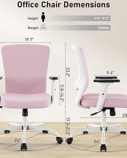 Office Chair, Ergonomic Desk Chair with Adjustable High Back, Breathable Mesh Computer Chair with Adjustable Armrests, Rolling Swivel Comfy Task Chairs, Executive Chair for Home Office - LeafyLoom