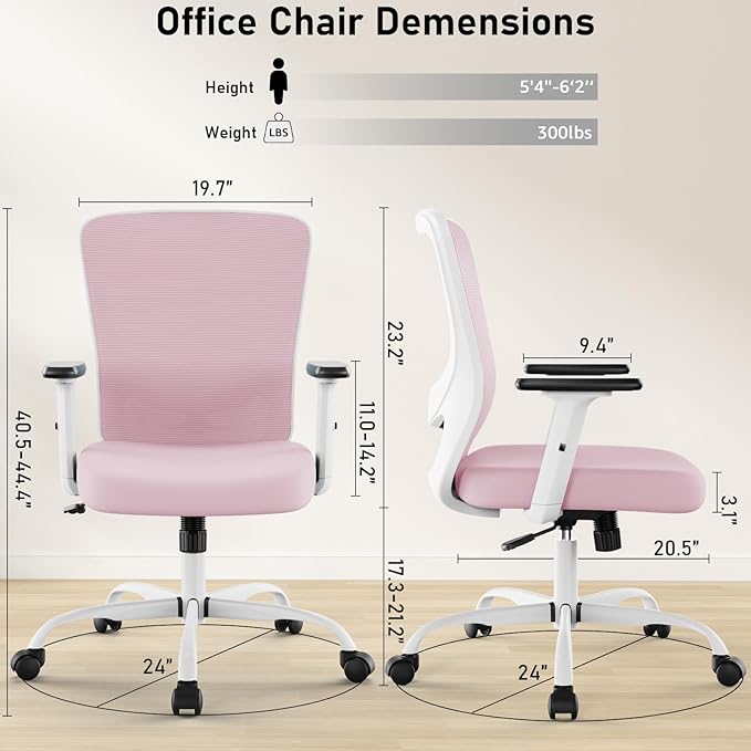 Office Chair, Ergonomic Desk Chair with Adjustable High Back, Breathable Mesh Computer Chair with Adjustable Armrests, Rolling Swivel Comfy Task Chairs, Executive Chair for Home Office - LeafyLoom
