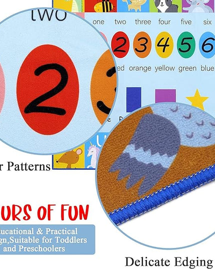 HEBE Kids Play Rug 3'4"x5' ABC Alphabet Numbers Shapes Educational Kid Area Rug Washable Baby Crawling Mat Non Slip Kid Play Mat Carpet for Girl Boy Bedroom Playroom - LeafyLoom