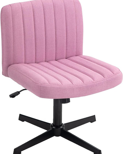 Panana Office Chair Fabric Padded Seat Armless Desk Chair Swivel Computer Task Chair Mid-Back No Wheels Accent Chair (Pink) - LeafyLoom