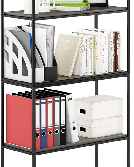Furinno Moretti Modern Wide Stackable Metal Shelf, French Oak Grey - LeafyLoom