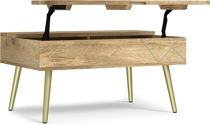 SIMPLIHOME Jager Lift Top Coffee Table, 36 inch, Natural - LeafyLoom