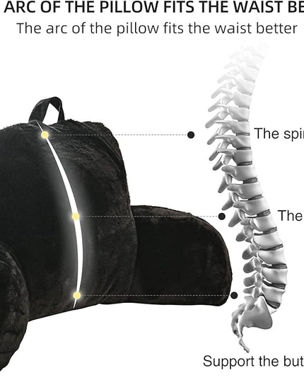 Aimuan Reading Pillow Bed Rest Wedge Large Adult Backrest Pillow with Arms Back Support for Sitting Up in Bed Cushion Incline Rest Sleeping Snoring Pillow, Black Large - LeafyLoom