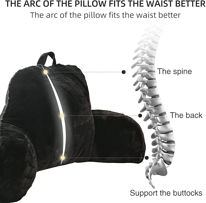 Aimuan Reading Pillow Bed Rest Wedge Large Adult Backrest Pillow with Arms Back Support for Sitting Up in Bed Cushion Incline Rest Sleeping Snoring Pillow, Black Large - LeafyLoom