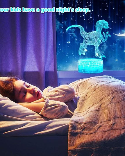 Dinosaur Night Light, 16 Colors 3D Desk Lamp Remote Control Dinosaur Toys for Kids Age 2 3 4 5 6 7 8-12 Year Old Boys Room Bedside Decor Christmas Birthday Gifts - LeafyLoom