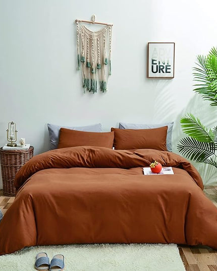 Pumpkin Color Comforter Sets Solid Rust Color Bedding Set Twin 3 PCs Cinnamon Comforter Sets for Women Girls Breathable Soft Pumpkin Bedroom Collection Solid Pumpkin Color Adults Bedding - LeafyLoom