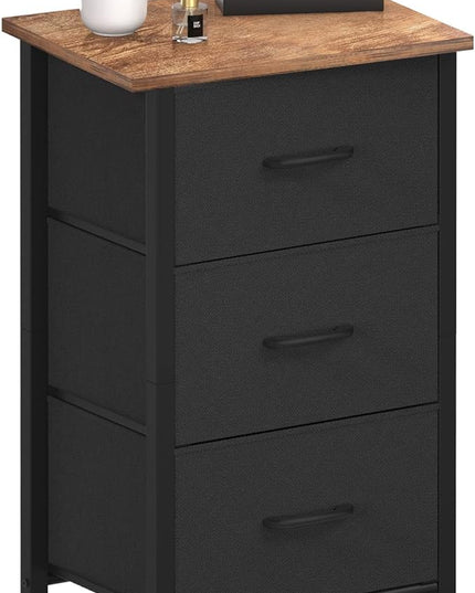 Yoobure Nightstand with 3 Fabric Drawers, Storage Drawers Small Dresser for Bedroom, Night Stands Bedside Tables Closet Drawers Dressers & Chests Organizer Unit Fabric Dresser for Hallway College Dorm - LeafyLoom