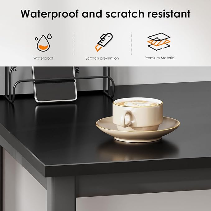 DlandHome Computer Desk, Large Executive Office Desk Computer Table Study Writing Desk Workstation for Home Office,70.8 x 31.5 inch,Black - LeafyLoom