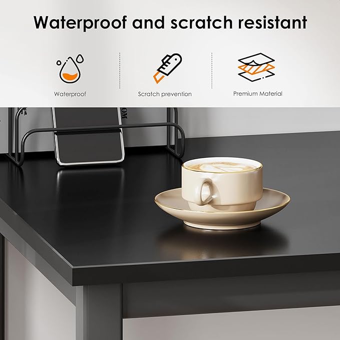 DlandHome 63 inches X-Large Computer Desk, Composite Wood Board, Decent and Steady Home Office Desk/Workstation/Table, BS1-160BB Black Walnut and Black Legs, 1 Pack - LeafyLoom