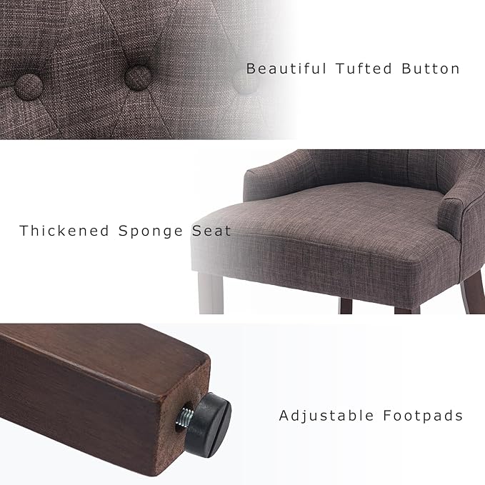 COLAMY Wingback Upholstered Dining Chairs Set of 6, Fabric Side Dining Room Chairs with Tufted Button, Living Room Chairs for Home Kitchen- Brown - LeafyLoom