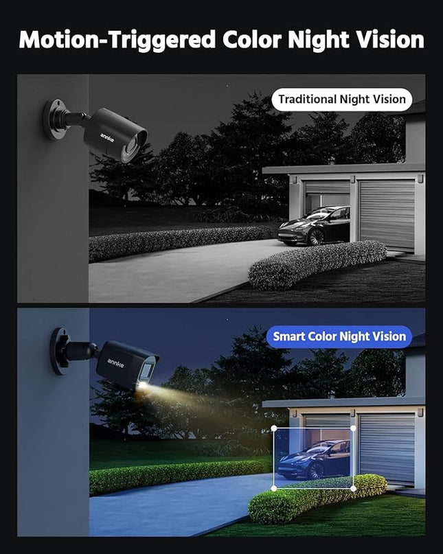 ANNKE 3K Lite Security Camera System Outdoor with AI Human/Vehicle Detection, 8CH H.265+ DVR and 8 x 1920TVL 2MP IP67 Home CCTV Cameras with Smart Dual Light, Color Night Vision, 1TB Hard Drive - E200 ANNKE