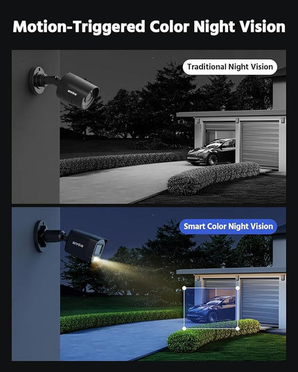 ANNKE 8CH H.265+ 3K Lite Wired Security Camera System with AI Human/Vehicle Detection, 4 x 1920TVL 2MP CCTV IP67 Cameras with Smart Dual Light for Outdoor Use, Color Night Vision, 1TB Hard Drive ANNKE