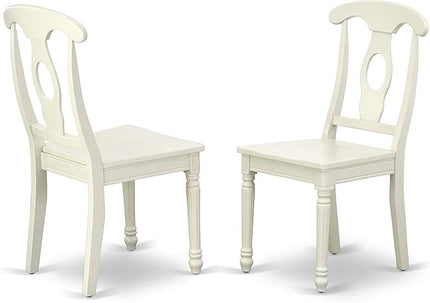 East West Furniture SUKE3-LWH-W Sudbury 3 Piece Kitchen Set for Small Spaces Contains a Round Table with Dropleaf & Shelves and 2 Dining Room Chairs, 42x42 Inch - LeafyLoom