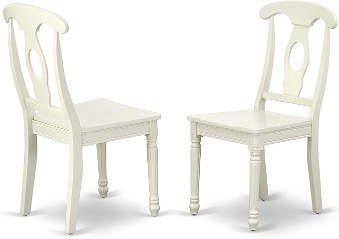 East West Furniture SUKE3-LWH-W Sudbury 3 Piece Kitchen Set for Small Spaces Contains a Round Table with Dropleaf & Shelves and 2 Dining Room Chairs, 42x42 Inch - LeafyLoom