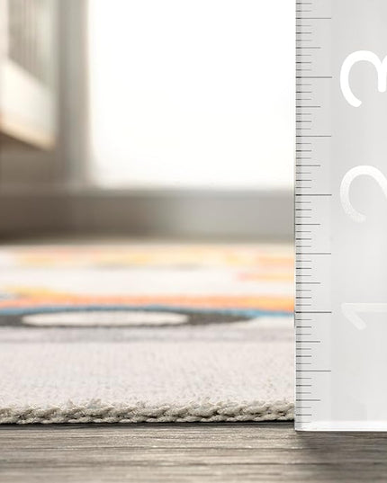nuLOOM Carmina City Streets Machine Washable Kids Ultra Thin Area Rug, 4' x 6', White Multi - LeafyLoom
