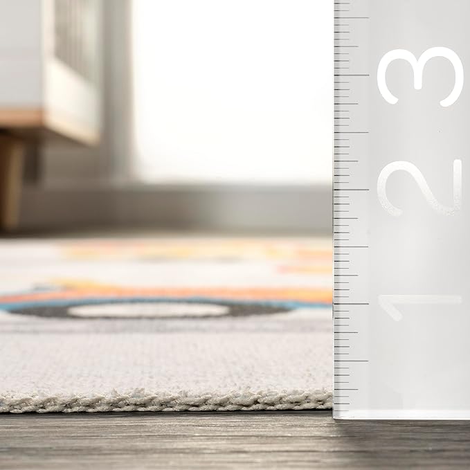 nuLOOM Carmina City Streets Machine Washable Kids Ultra Thin Area Rug, 4' x 6', White Multi - LeafyLoom
