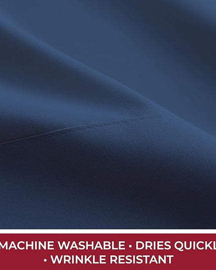 Mellanni RV Short Queen Sheets - 4 PC Iconic Collection Bedding Sheets & Pillowcases - Hotel Luxury, Extra Soft, Cooling Bed Sheets - Deep Pocket up to 10 inch (RV/Short Queen, Navy Blue) - LeafyLoom