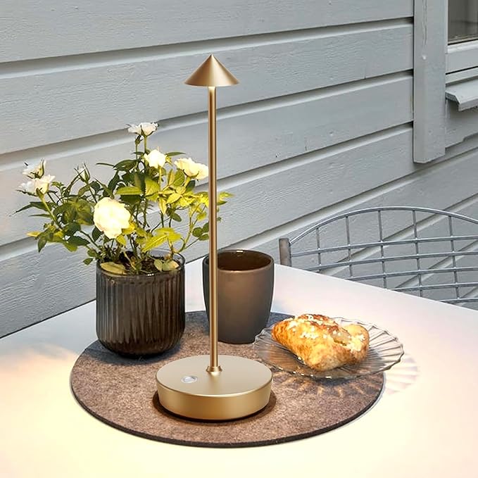 Set of 2 Rechargeable Cordless Table Lamp,6000mAh LED Battery Operated Desk Lamp Touch 3 Color Dimming Portable Outdoor Waterproof Table Light for Patio/Restaurant/Dining/Home (Bronze) - LeafyLoom