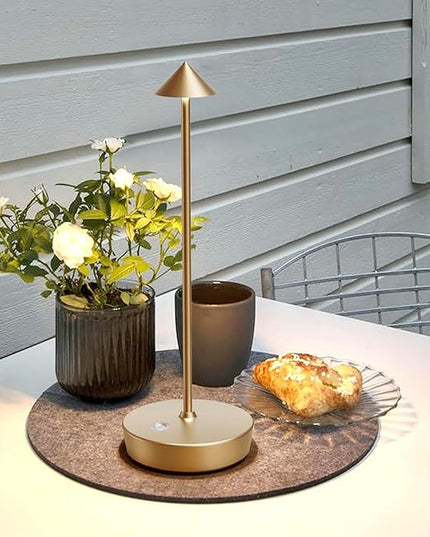 Rechargeable Cordless Table Lamp, 6000mAh LED Battery Operated Desk Lamp Touch 3 Color Stepless Dimming Portable Outdoor Waterproof Table Light for Patio/Restaurant/Dining/Home(Bronze) - LeafyLoom